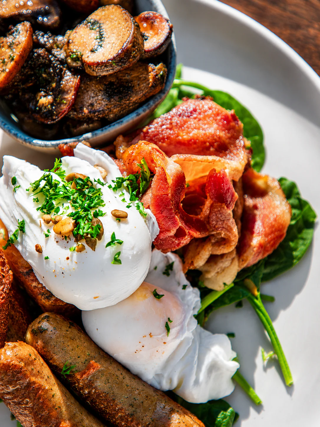 Breakfast plate with eggs and bacon